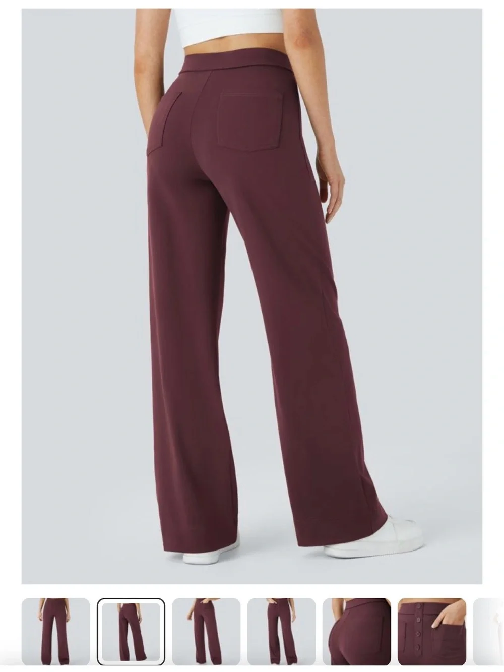 HALARA Day Stretch High-Waist Wide-Leg Pants in Deep Plum